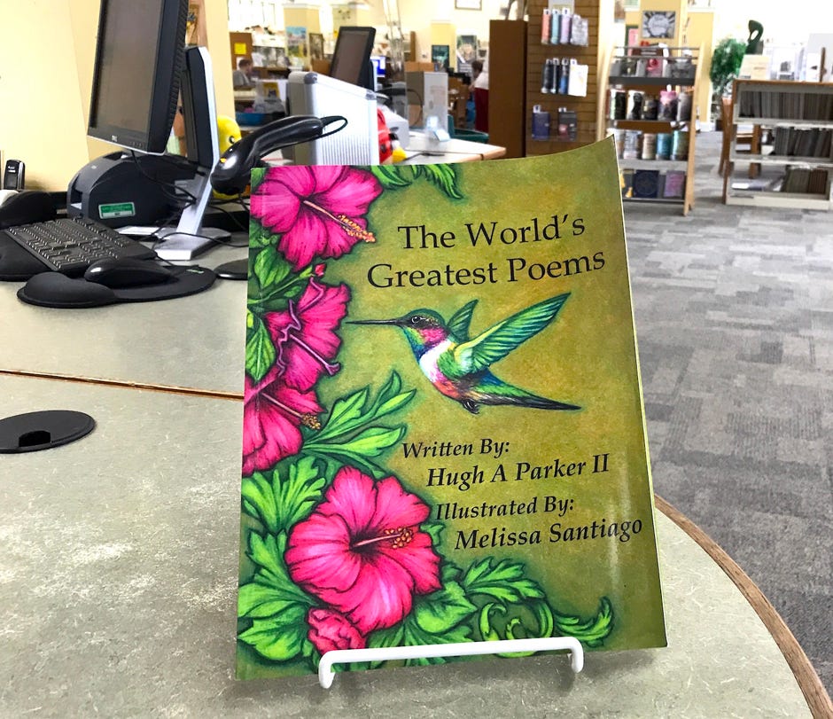 Crestview Public Library patron Hugh A. Parker II composed this book of poetry while visiting the library. He donated several copies to the library. Enjoy some delightful poetry as part of your summer reading!