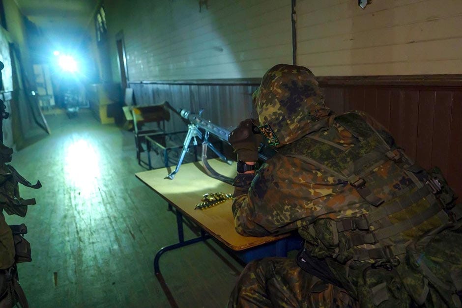 A STALKER defends his post in The Zone during Chernobyl MilSim’s April live-action role play in Holt.