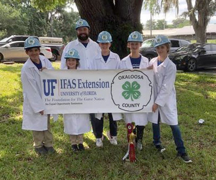 The Okaloosa County 4-H 2021 Meat Team consists of Cayson Barreto, Cate Breda, Anthony Barnett, Anabelle Brush, and Ella Brush. They won the State 4-H Meat Judging Contest held recently in Gainesville.