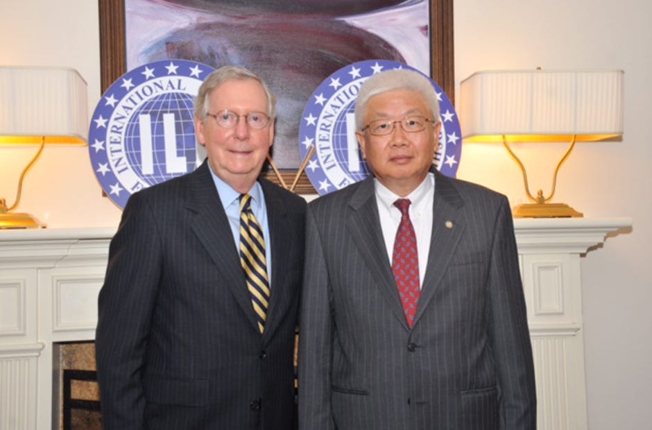 Okaloosa County entrepreneur and philanthropist Paul Hsu is pictured with Senate Majority Leader Mitch McConnell.