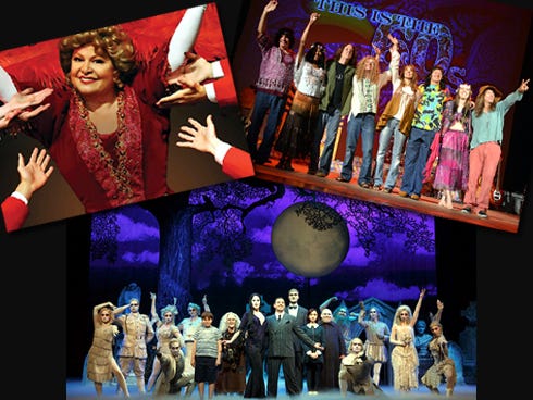 Sally Struthers stars as Dolly Gallagher Levi in "Hello Dolly!" Nov. 25 (top left); Northwest Florida State College celebrates its 50th anniversary with a gala reception before the Oct. 12 performance of "This is the '60s." (top right); 
"The Addams Family” takes to the Mattie Kelly Arts center stage Nov. 12 (bottom row).