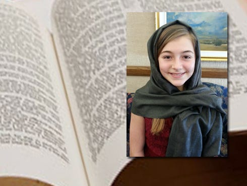 Julianna Roberts of Crestview, 12, sang in character about being resurrected by Jesus during a recent Church of Jesus Christ of Latter-day Saints women's program. Her mother, Ingrid Roberts, accompanied her on piano and played the violin in the choir orchestra.