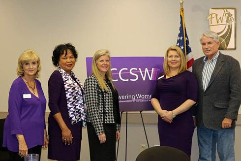 The Okaloosa County Commission on the Status of Women has selected new officers for 2016. They are, from left, Historian Jeanne Rief, Vice Chair Mary Florence, Secretary Amy McBride, Chair Dawn Johnson and Okaloosa County Commissioner Kelly Windes. The treasurer, Ester Hemphill, is not pictured.