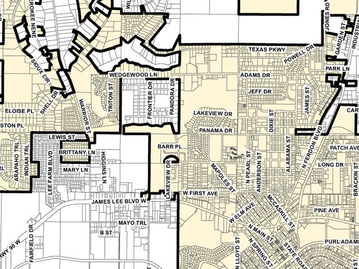 An excerpt from Crestview's new city map, which was produced after nine months’ research of city boundary changes from annexations and rezoning.