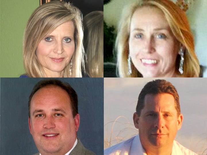This years "Dancing with the Crestview Stars" volunteers are, clockwise from top left, Laura Chamberlain, Bonnie Grundel, Steve Tuttle and Dr. James Stevens.