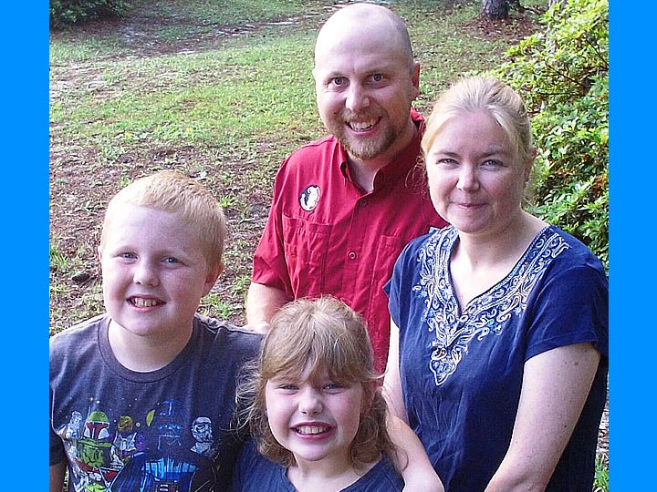 Andrew Twitty will donate a kidney to his wife, Jessica. The couple is shown with their children Neal, 11, and Hannah, 9.