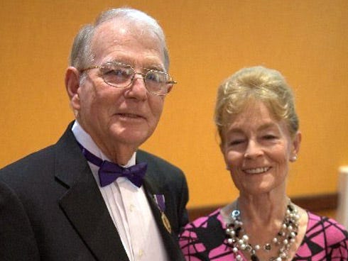 Cmdr. William Everett (Ret.) and his wife, Jacqueline, say they are "very surprised, honored, humbled, and proud" after receiving the Military Order of the Purple Heart's Lifetime Achievement Award.