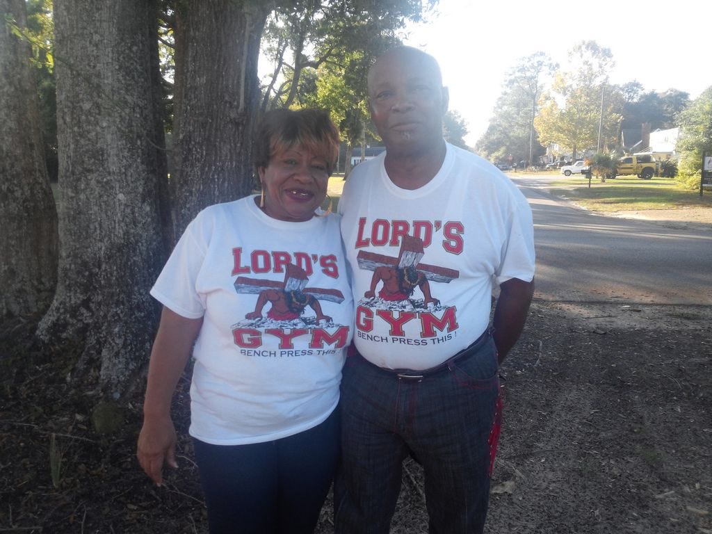 Doris Hill and Elder Gary Johnson seek food donations for the Brotherhood of Love's Thanksgiving feast at Great Faith Ministries.