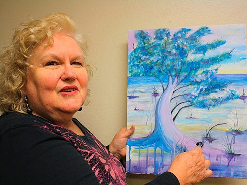 Dragonfly Artist of the Month Kathy Adkison has a “thriving passion of art, and never ceases to amaze those around her,” a spokesperson with the Caroline Street gallery said.