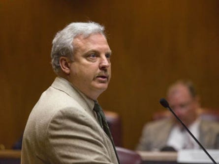 Okaloosa County Commission Chairman Don Amunds discusses changes the county has implemented in the wake of the Mark Bellinger TDC fraud scandal during a hearing Monday afternoon in Tallahassee.