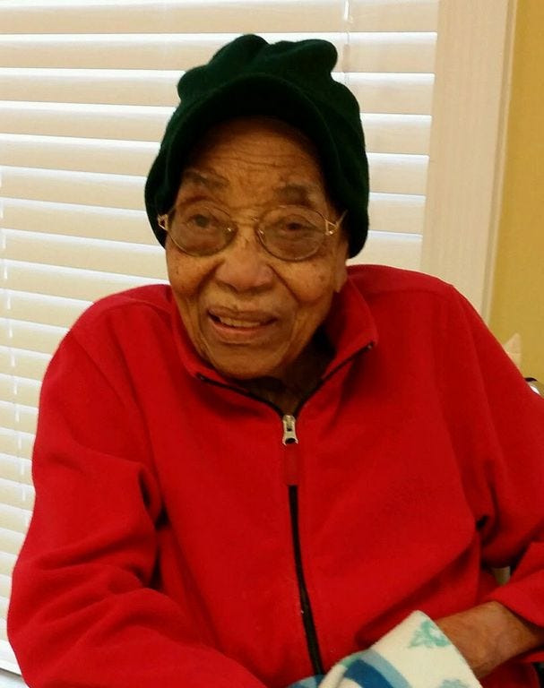 Juridell Gray, soon to be 100 years old, is pictured in early 2015 in North Okaloosa County. A party in her honor is 3 p.m. May 28 at the Gray home on Washington Street in Baker.