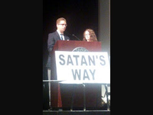 Chapman Tew and Leah Smartt, both of Crestview, speak at the Church of Jesus Christ of Latter-day Saints’ July 11-13 youth conference in Fort Walton Beach.