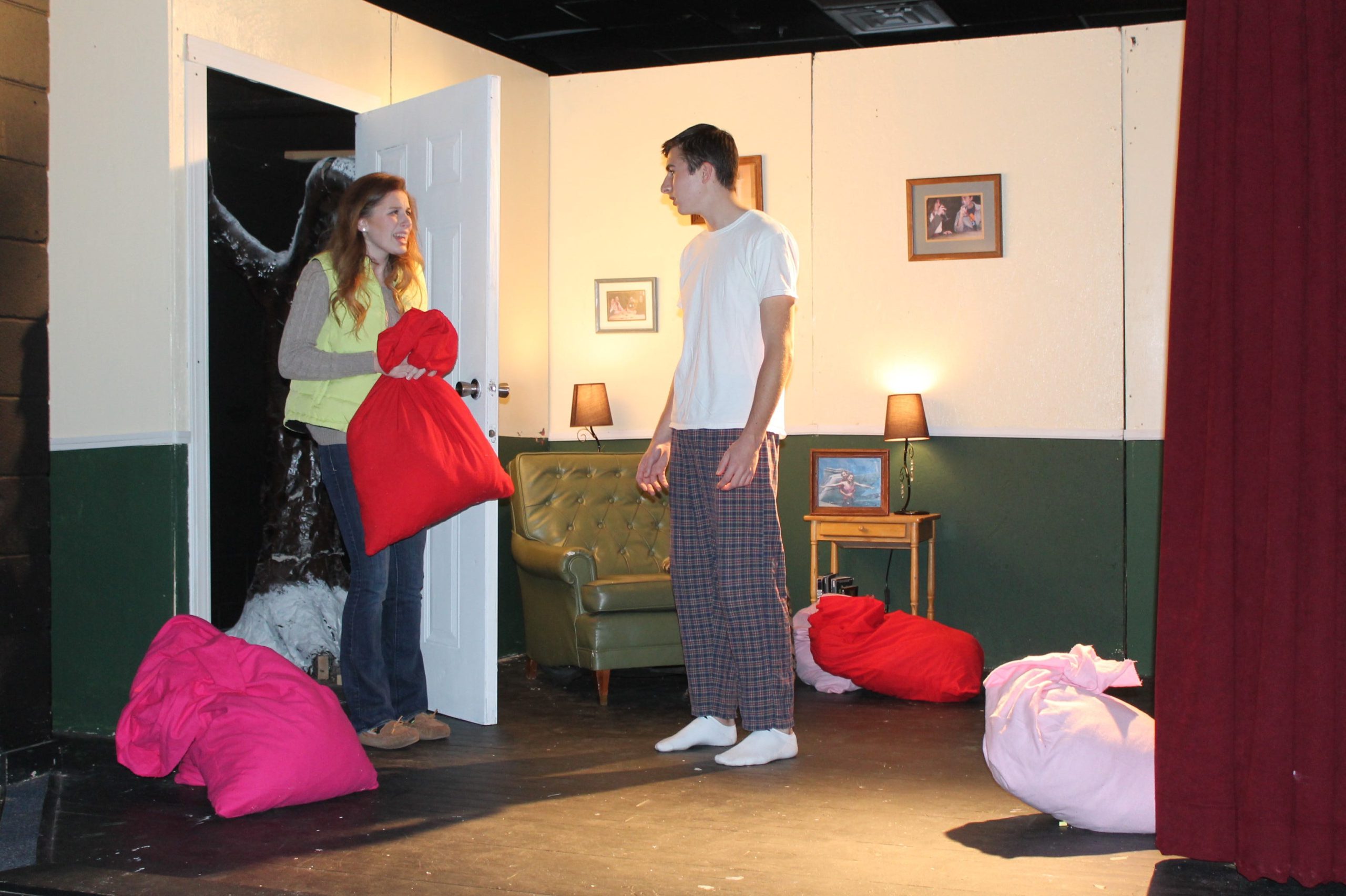 Gayle, played by Shelby Lednicky, attempts to return the many sacks of love Lendall, Tyler Cole, gave her so she can move on. Fortunately, the love she demands he return doesn't take as many trips. AARON LITTLE | Press Gazette