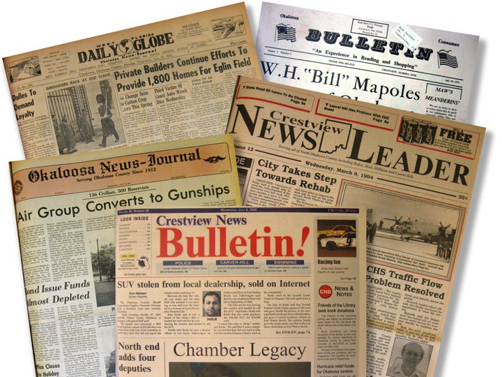 Okaloosa County’s newspapers have been published for more than a century, keeping readers informed about everything from agricultural techniques and politics to their neighbors’ comings and goings.