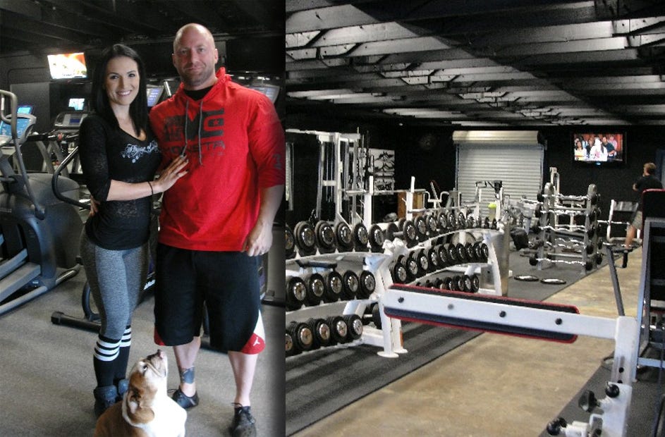 Asia and Corey Schroeder own Temple Fitness in Crestview. Mr. Muscles, their dog, also is pictured. (SAMANTHA LAMBERT | Crestview News Bulletin)