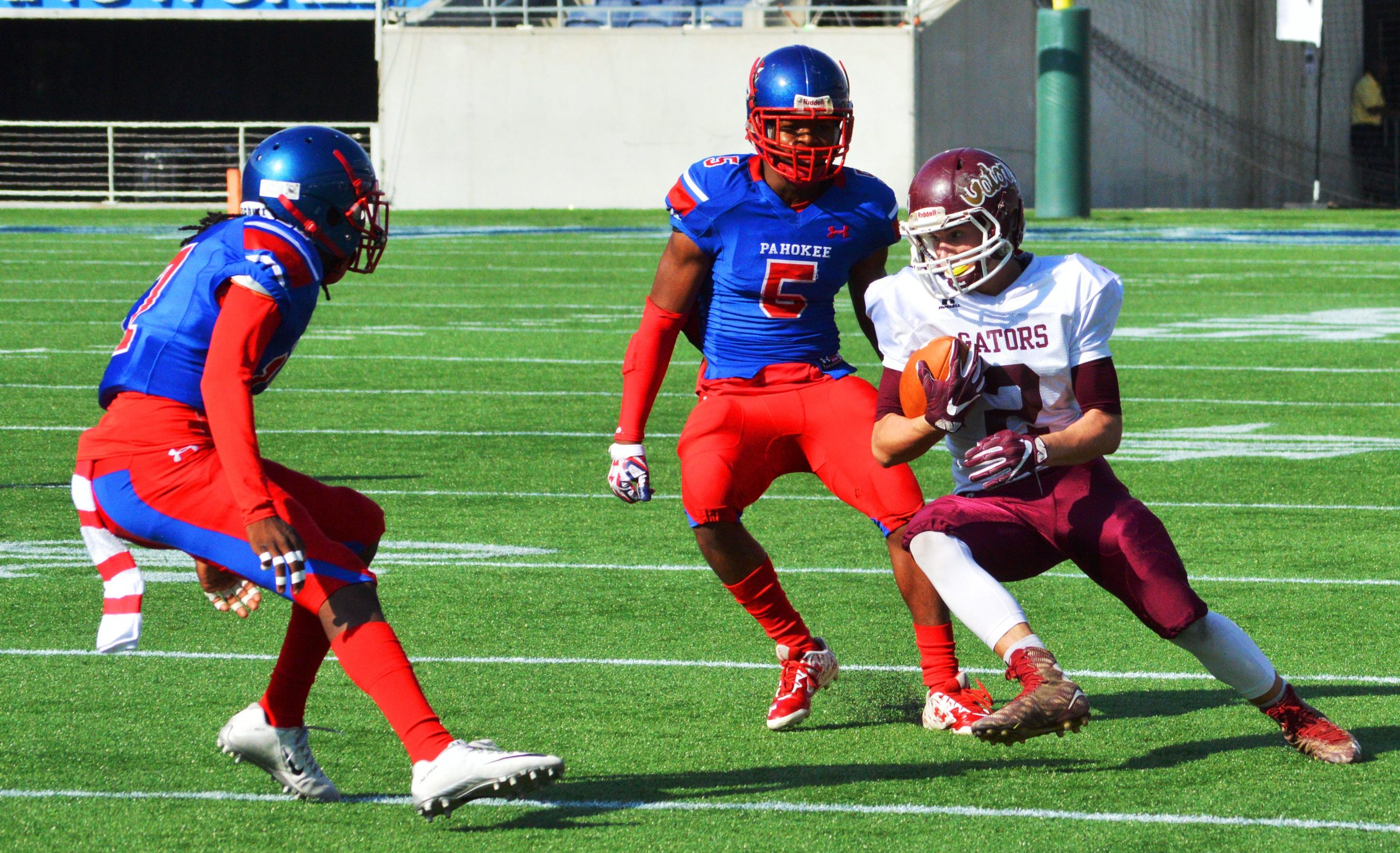 Senior wide receiver Logan Rickmon made several receptions in the FHSAA State championship — including a 12-yard touchdown reception to cap off his career at Baker. JOHNNY C. ALEXANDER | News Bulletin
