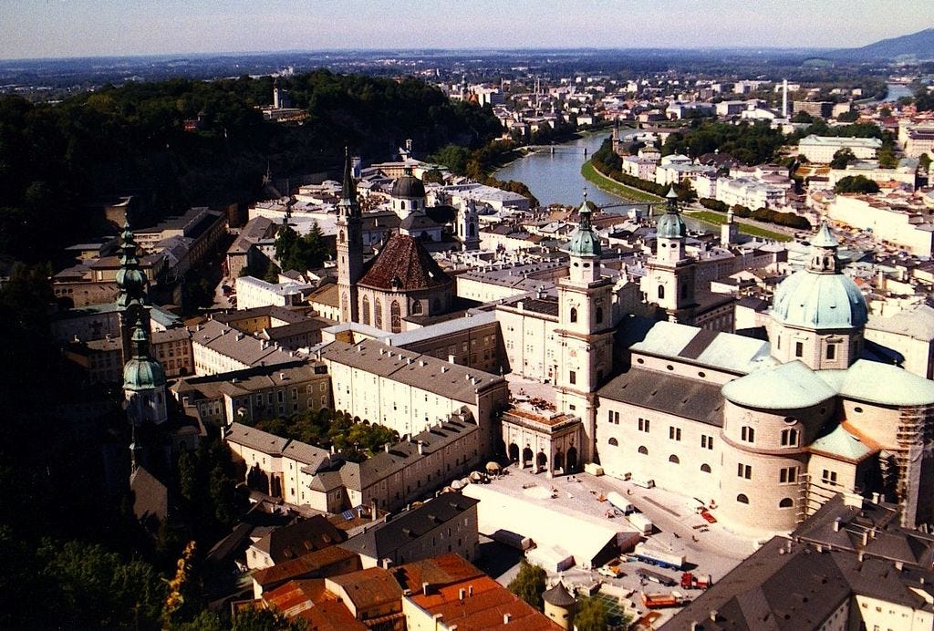 Beautiful Salzburg, capital of the Austrian Tirol, is the birthplace of Wolfgang Amadeus Mozart and "The Sound of Music," and doesn't let visitors forget either.