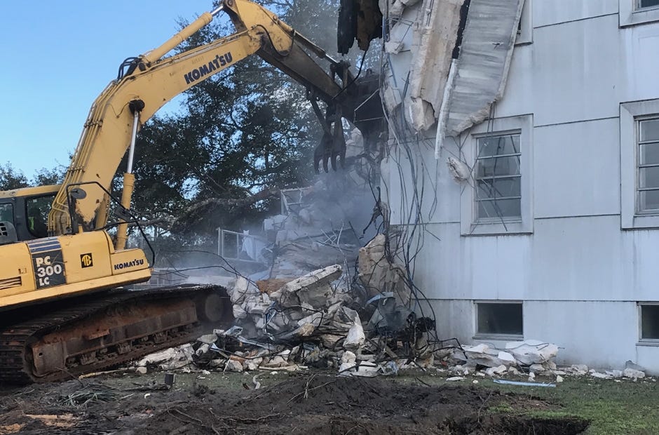 The Okaloosa County Courthouse in Crestview was torn down Tuesday. The building opened in 1955, but was closed in April 2016. MARK JUDSON | News Bulletin