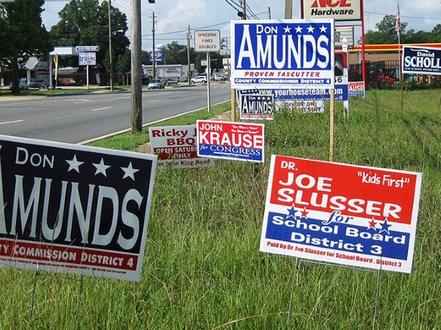 Election signs are springing up throughout the region. Voters can meet candidates for several political offices during July 30 and 31 forums at Warriors Hall in Crestview.