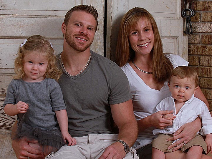 J.D. and Katie Sharon are joined by their children Emily, 2, and Davis, 10 months. Until J.D. returns to his civilian job at Eglin Air Force Base, Katie's salary will support the family.