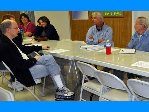 The Helping Other People Effectively Network comprises representatives from several area churches. From left, during a recent meeting, are David Hill of Crestview First United Methodist Church, Darla Perkins and Jo-An Williams of First Presbyterian Church in Crestview, Doug Picklap of Emmanuel Baptist Church, Ed Kitchen of First Presbyterian Church in Crestview, and, not pictured, Ann Sprague of Community in Christ Church.