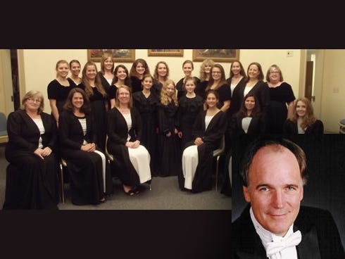 Crestview High School Assistant Principal Holly Tew — back row, fourth from left — and her family are among Northwest Florida residents performing "Selections from the Messiah" on Sunday at the Church of Jesus Christ of Latter-day Saints' Niceville chapel. INSET: Jeffrey Rink, guest conductor