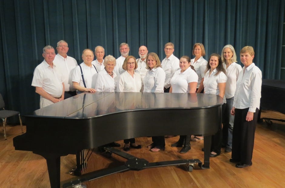 Schola Cantorum members will perform in April in Crestview. They are Dick Campis, Lin Loughlin, Tim Crawford, Richard Montague, Dolores DeSoucy, Wilma Shively, Sara Florence, Ruby Stillions, Laura Hernandez, David Stroup, Uma Jolly, Floyd Stroup, Charlotte Kuss, Rebecca Wendel, Mike Lindhorst, and John Zirpola. [Special to the News Bulletin]