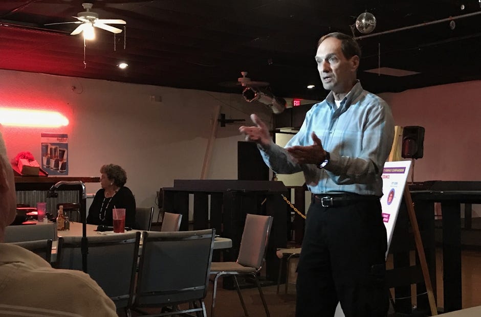 City Councilman J.B. Whitten answers questions during a town hall meeting to discuss government structure in Crestview. [MARK JUDSON/NEWS BULLETIN]