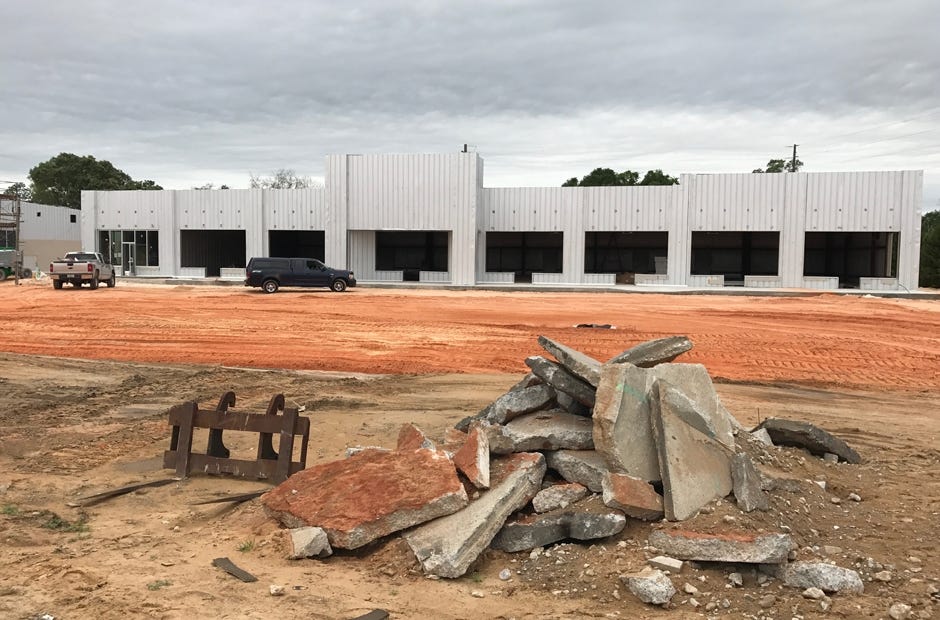 One of the buildings in phase one of the Crestview Crossing project is nearing completion as one unit already features doors and windows. [MARK JUDSON/NEWS BULLETIN]