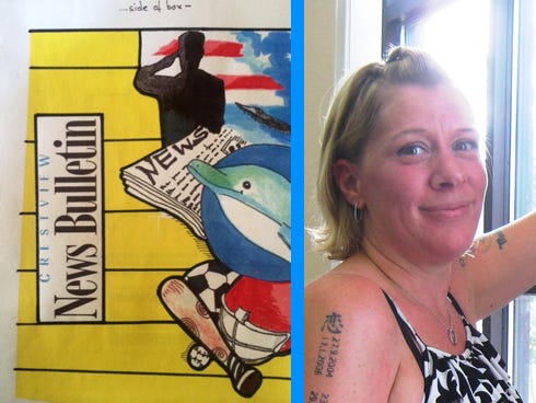 Crestview artist Nicole Weaver entered this design to decorate a News Bulletin newspaper rack. Hers was selected as the winning artwork.