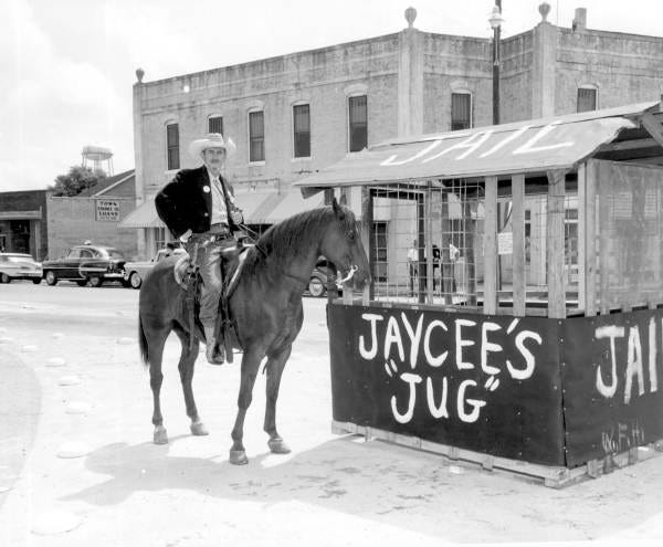 Mayor Harry Booth on horseback at the Old Spanish Trail Festival in 1959 [State Archives of Florida/Holland]