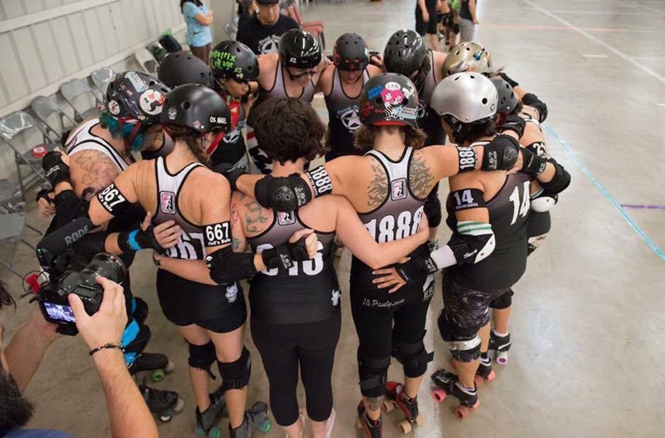 Members of the Beach Brawl Sk8r Dolls are pictured. The BBSD is the home team of the Panhandle United Roller Derby, ranked at 205 in the world by the Women's Flat Track Derby Association. [Special to the News Bulletin]