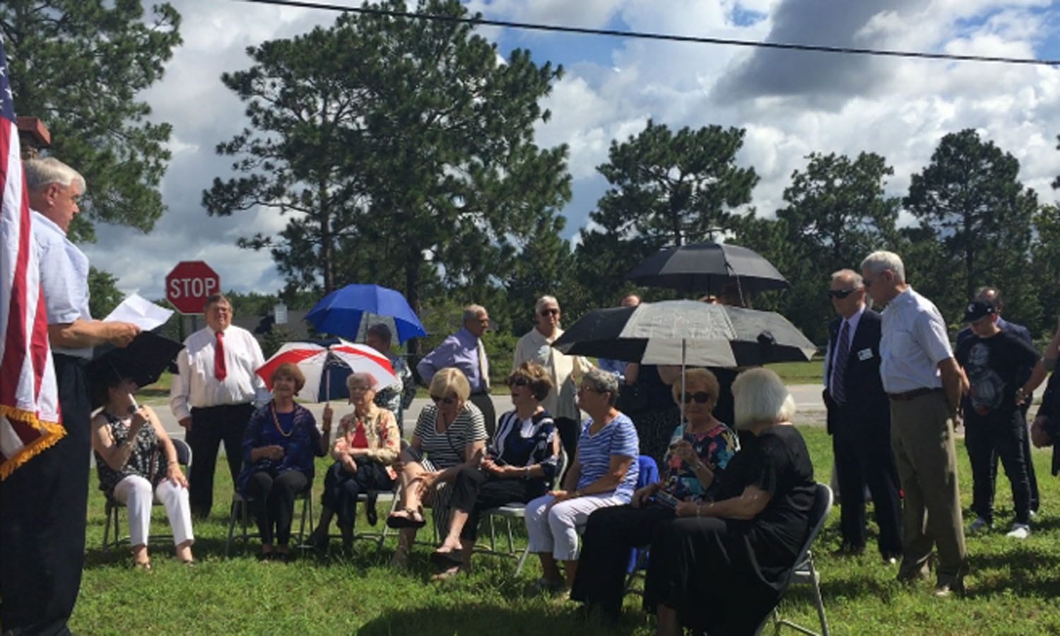 Family, friends and co-workers of the late Air Force Gen. William Kirk gathered Tuesday in front of the memorial where the plaque commemorating his life was unveiled. [GENEVIEVE DiNATALE | NEWS BULLETIN]