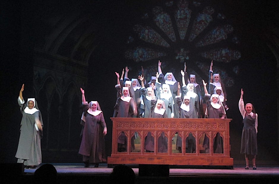 Things get lively at the convent in NWFSC's summer musical, "Sister Act", when Deloris, left, played by Diara Morris, becomes Sister Robert Clarence while hiding out from her former boyfriend, a gangster who wants her killed after she witnesses him murdering an informant. [Brian Hughes | Special to the News Bulletin]