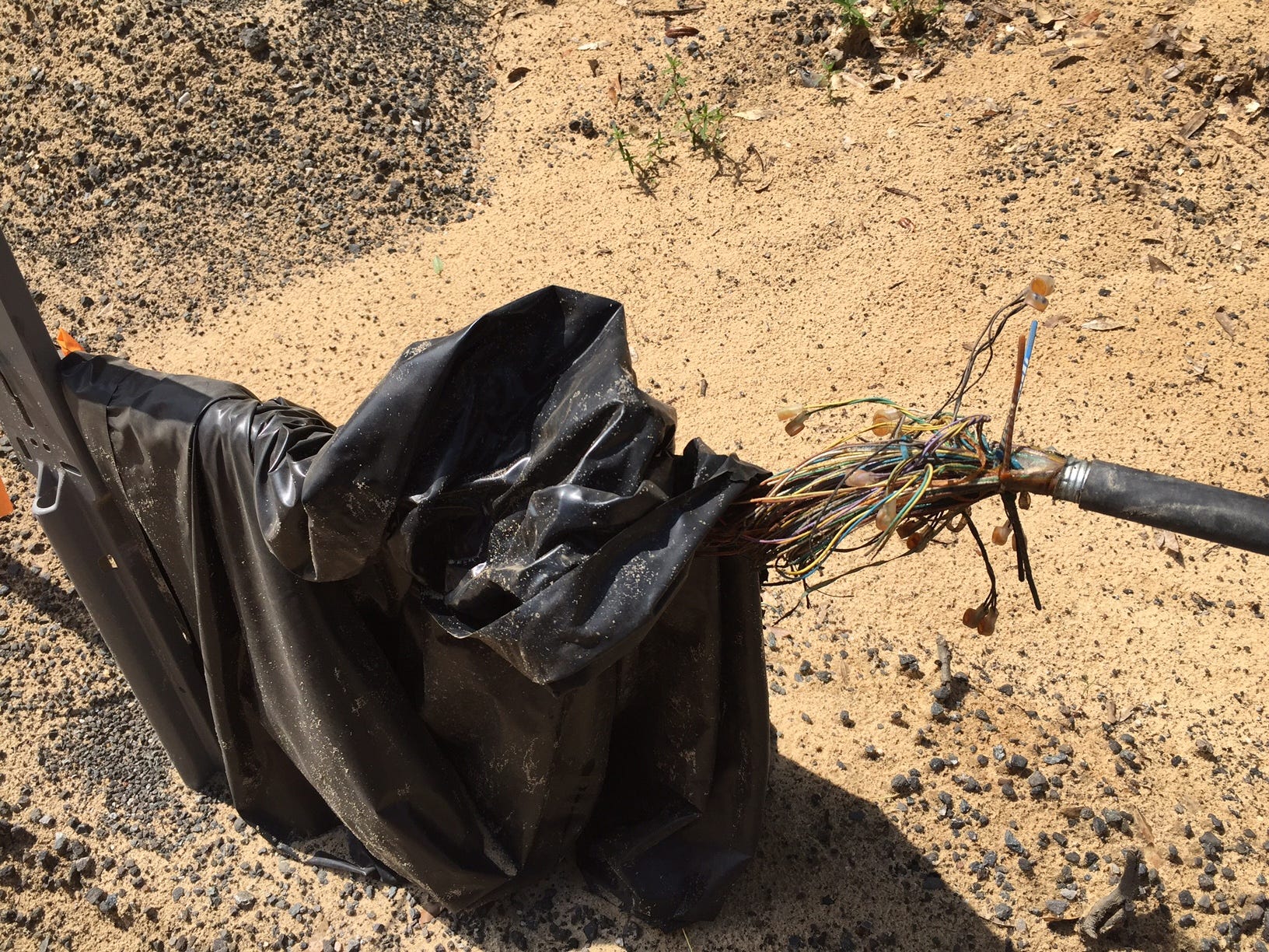 "I was a maintenance supervisor for Southern Bell and if I did something like that my boss would run me off," Gene Criswell said as he pointed out a bundle of exposed wires and cable boxes along Sundance Way in Holt. [GENEVIEVE DiNATALE | NEWS BULLETIN]