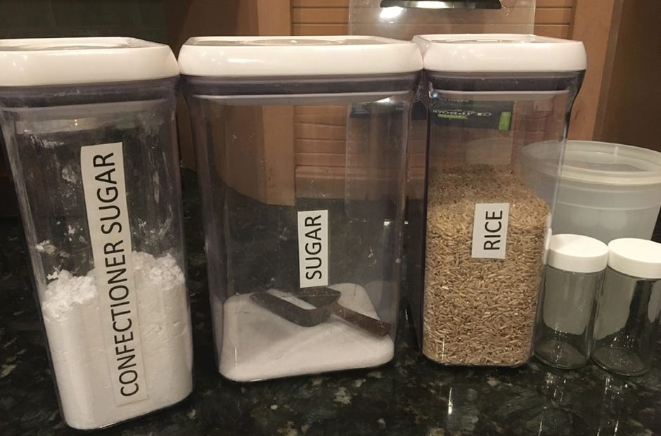 Storage containers should be clearly marked. See-through containers allow you to quickly inventory what is low and needs replenishing. [Pamela H. Allen | Special to the News Bulletin]