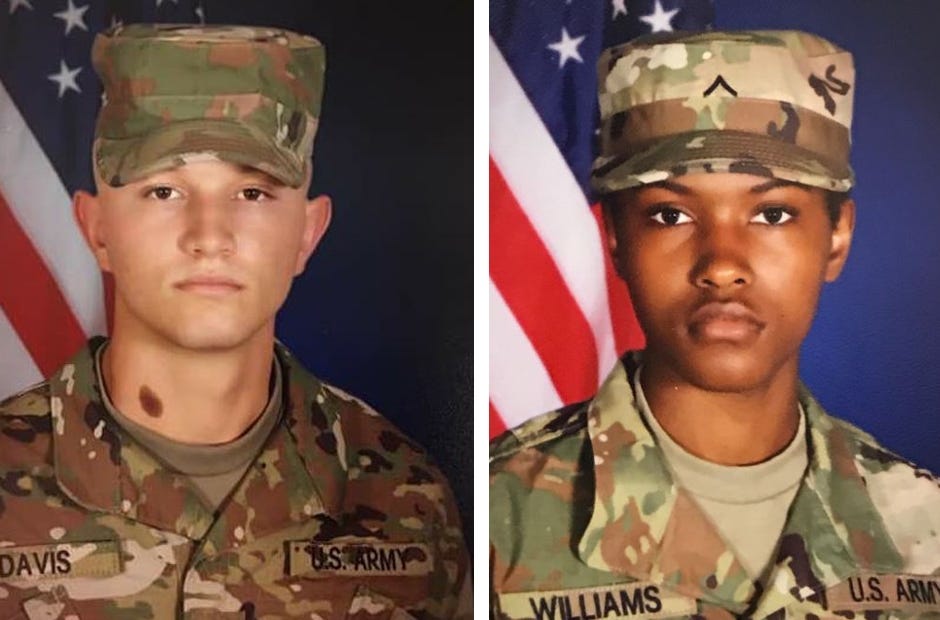 Pvt. Ethan Davis and Pvt. Second Class Omunique Williams