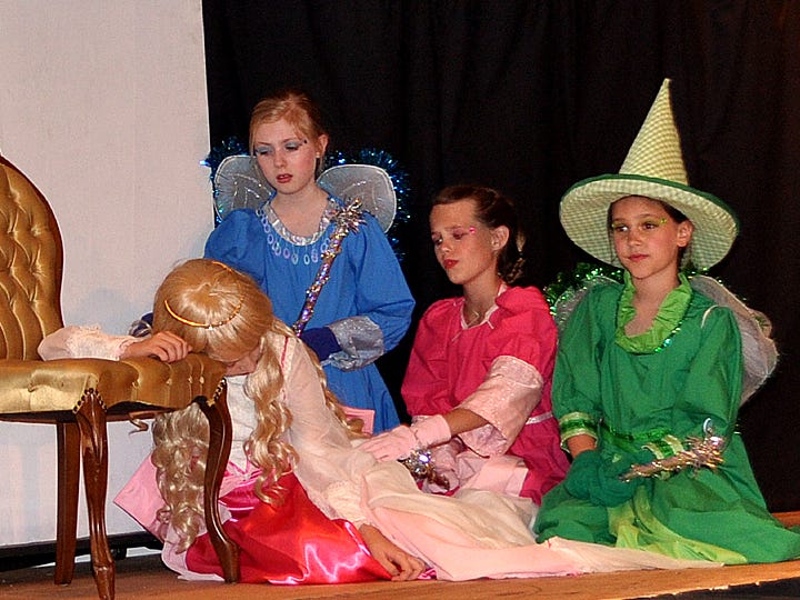 The Fairy Godmothers keep watch over Sleeping Beauty in the Florida Chautauqua Theatre production of the Walt Disney musical opening May 9.