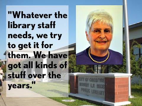 Library book sale organizer Dot Moxcey