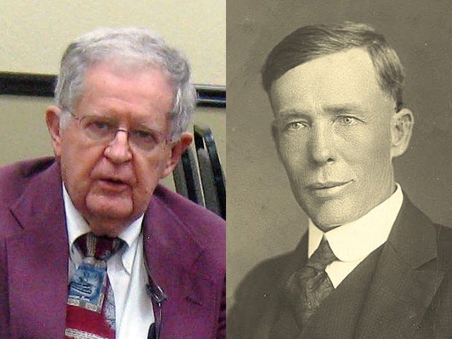 Crestview historian and historical impersonator Jim Moore is developing a program about former state Sen. William Mapoles, right, considered "the father of Okaloosa County." The performance piece might be incorporated into Crestview Centennial events.
