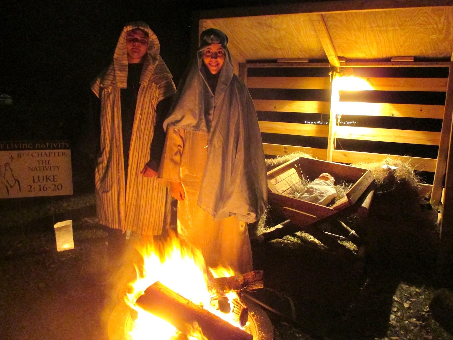 The 20-minute spiritual journey celebrating the birth of Jesus concludes at the manger in Bethlehem. In 2016, Tanner Southard and Jessianne Fortune portrayed Joseph and Mary. [BRIAN HUGHES | SPECIAL TO THE NEWS BULLETIN]