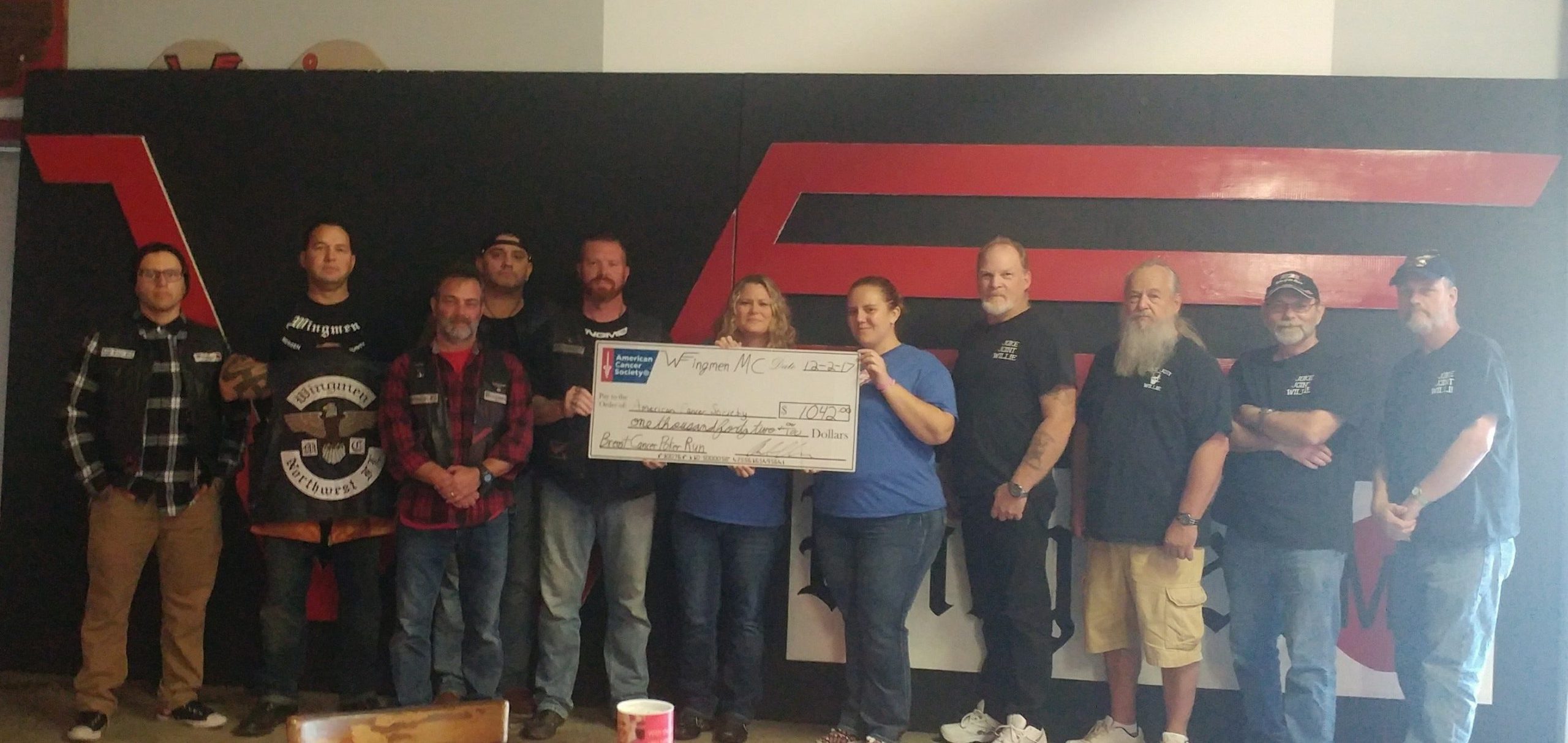 The Wingmen Motorcycle Club of Crestview presented a total of $1,402 to the American Cancer Society in December. [SPECIAL TO THE NEWS BULLETIN]