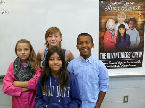 Alice Thomas's fifth-graders at Antioch Elementary School — including, from left, Aaliyah Meads, Isaiah Berry, Ryan Duncan, and, front row, Lily Holst — have been inducted into Rush Limbaugh's Rush Revere Crew.