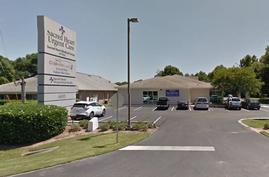 Sacred Heart Urgent Care in Pensacola (6665 Pensacola Blvd.) and Pace (4435 Highway 90) will be open from 8 a.m. to 2 p.m. on New Year’s Eve and from 10 a.m. to 4 p.m. on New Year’s Day. [Google Maps | Special to the Press Gazette]