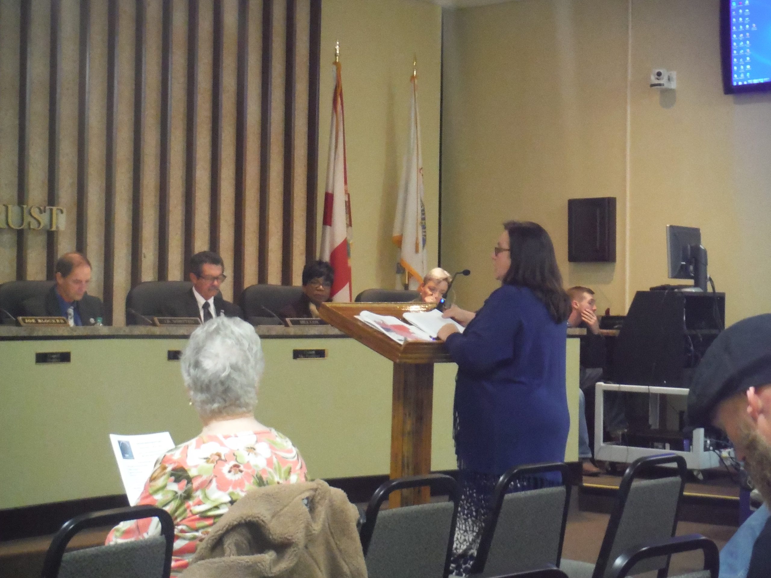 Community Redevelopment Agency Director Alisa Burleson discusses her ideas for new gateway signs with the CRA Board. [AARON JACOBS | NEWS BULLETIN]