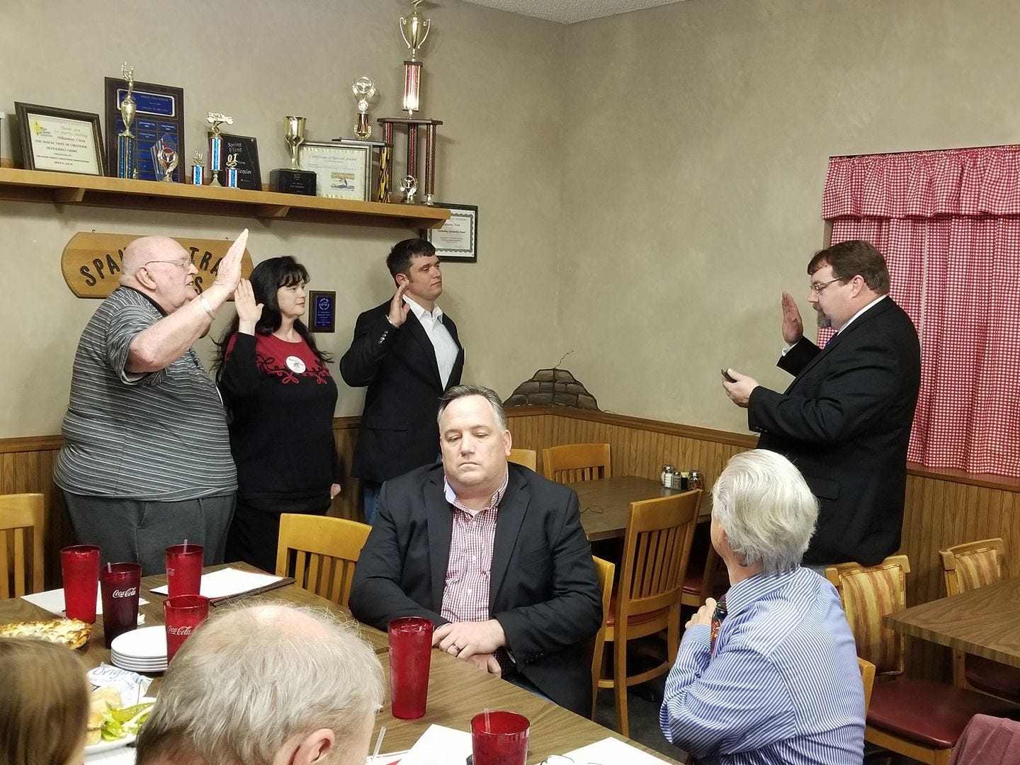 Okaloosa County Clerk of the Courts JD Peacock installed the new Shoal River Republican officers on Jan. 9. Pictured below, from right to left, are President Andrew Rencich, Vice President Becci Luna and Treasurer/Secretary Joe Loria. 

[Special to the News Bulletin]