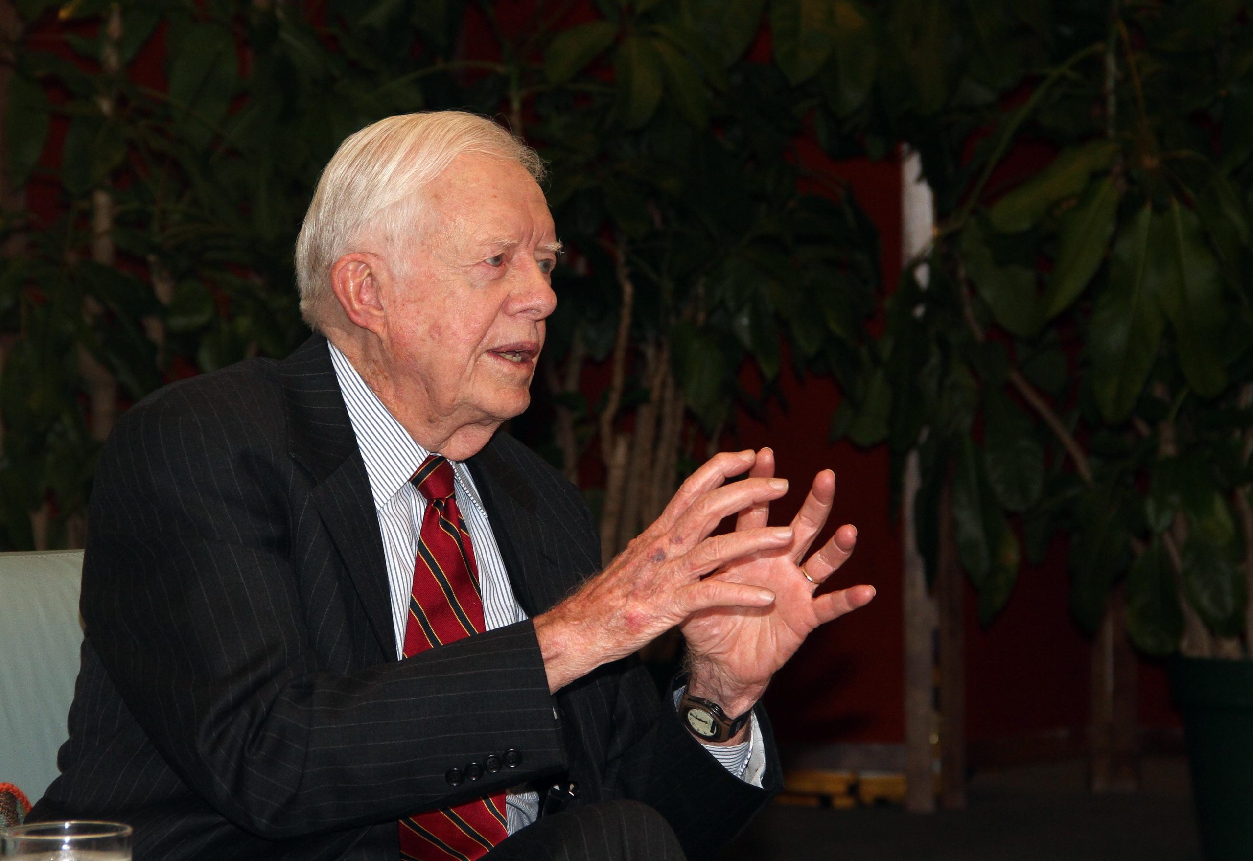 Former President Jimmy Carter speaking in 2011 at the LBJ Library.