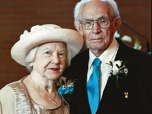 Kathleen and William Miller, both World War II veterans, married in England during the war. She served as a WAAF in the Royal Air Force and he was in the U.S. Army Air Force.