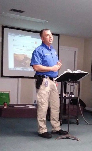 Officer Sam Kimmons of the Crestview Police Department spoke to a Crestview women's group about self-defense recently. [SPECIAL TO THE NEWS BULLETIN]