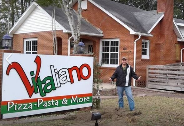 Owner Giuseppe Vitagliano outside Vitaliano Pizza, Pasta & More in Crestview.